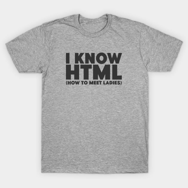 I Know HTML (How To Meet Ladies) Funny Programmer T-Shirt by Issho Ni